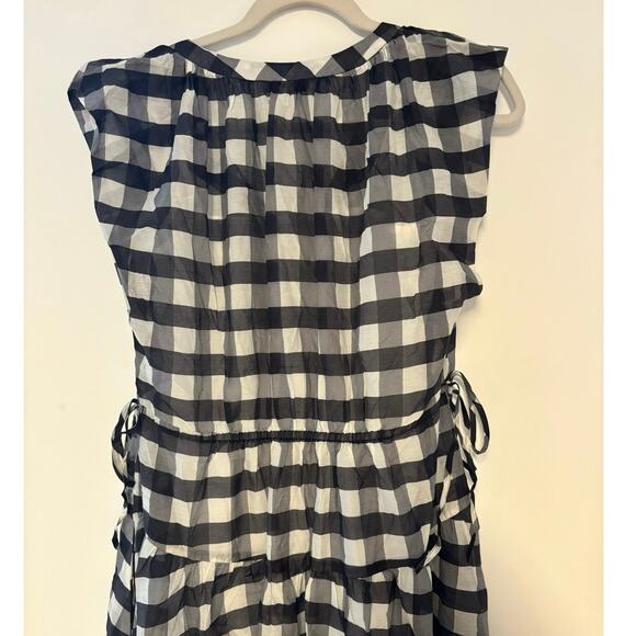 NWT Madewell Sheer V-Neck Dolman Maxi Dress in Gingham Black Size Small - Picture 10 of 10